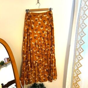 Boho Floral Orange Women's high low ruffle skirt Sonoma XXL